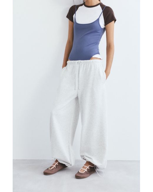 Pull&Bear Blue Wide-Leg Tracksuit Bottoms With Adjustable Hem