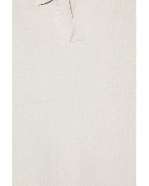Pull&Bear White Textured Short Sleeve Polo Shirt for men