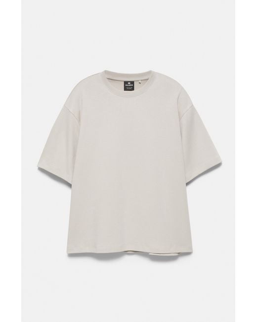 Pull&Bear Gray Boxy Interlock T-Shirt for men
