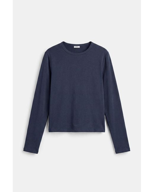 Pull&Bear Blue Fitted Long Sleeve T-Shirt
