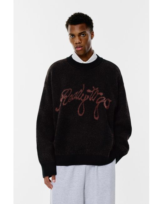 Pull&Bear Strickpullover Mit Text in Black für Herren