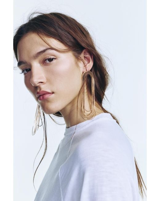 Pull&Bear White Long Chain Earrings