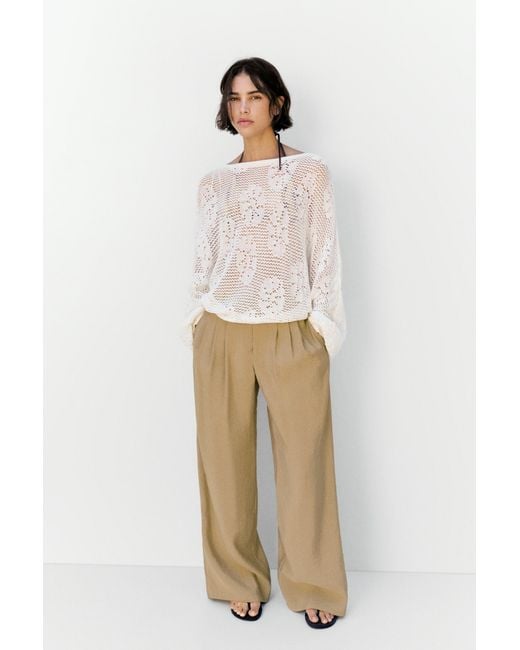 Pull&Bear Multicolor Wide-Leg Darted Trousers