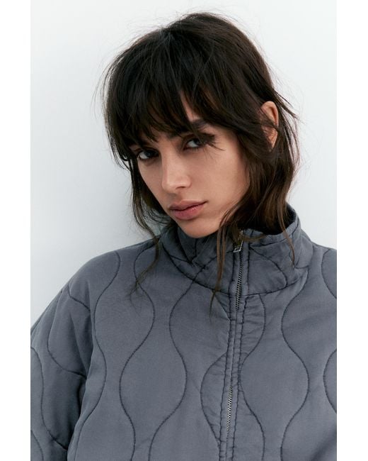 Pull&Bear Green Padded Jacket With A High Neck
