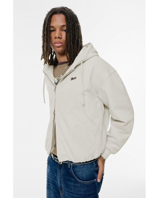 Pull&Bear Blue Stwd Hooded Bomber Jacket for men