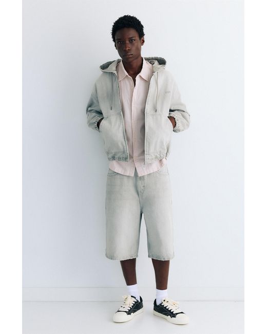 Giacca Con Cappuccio E Zip Stwd di Pull&Bear in Gray da Uomo