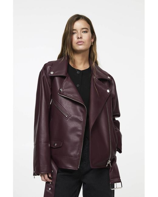 Pull&Bear Brown Faux Leather Biker Jacket