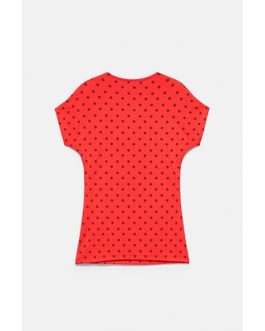Pull&Bear Red Cut-Out T-Shirt