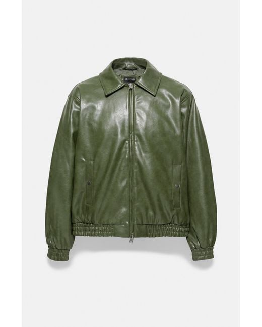 Pull&Bear Jack Met Leereffect in het Green voor heren