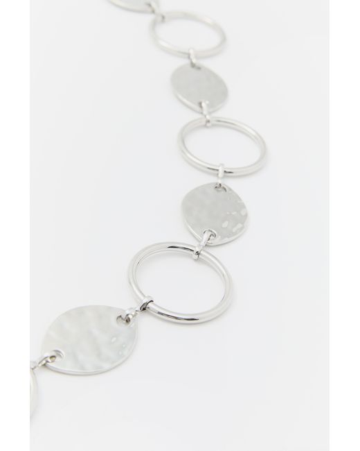 Pull&Bear White Metallic Circles Belt