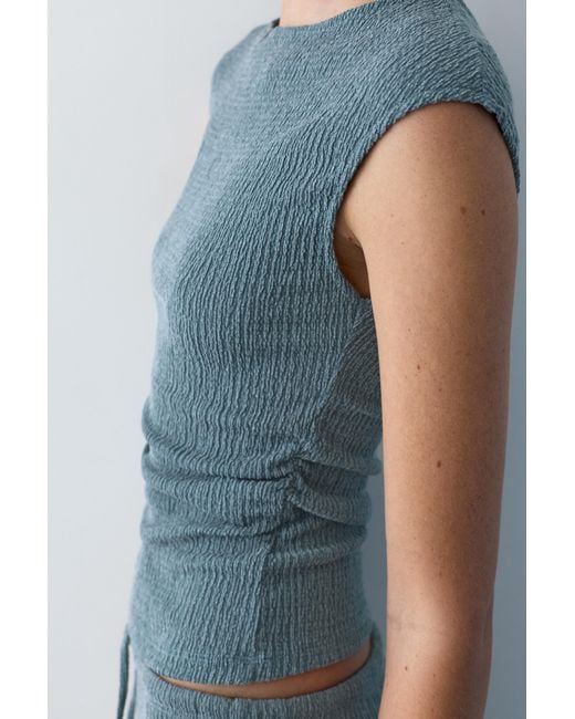 Pull&Bear Blue Crepe Top