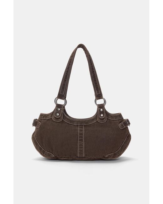 Pull&Bear Brown Denim Shoulder Bag With Rings