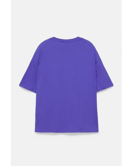 Pull&Bear Purple Stwd Label T-Shirt for men