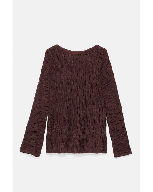 Pull&Bear Brown Cutwork Knit Jumper