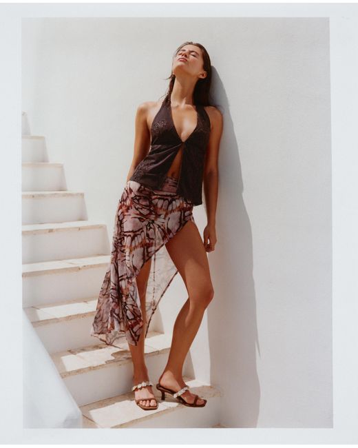 Pull&Bear White Absatzsandalen Mit Perlen