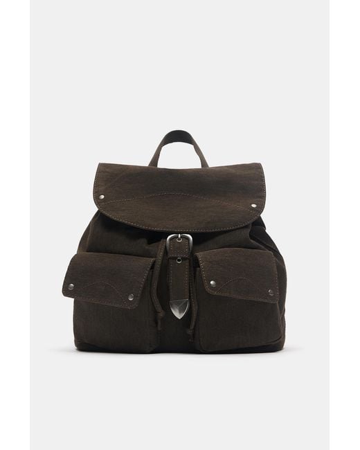 Pull&Bear Blue Buckle Pocket Backpack