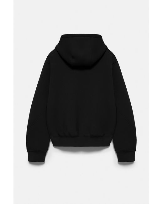 Felpa Con Cappuccio E Zip Effetto Neoprene di Pull&Bear in Black da Uomo