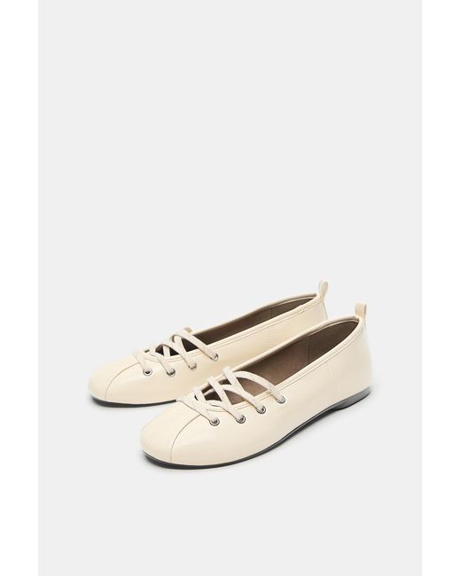 Pull&Bear Black Lace-Up Ballerinas