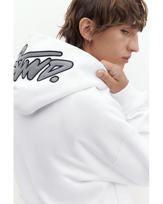 Pull&Bear White Boxy-Fit Hoodie for men