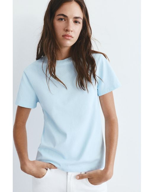 Pull&Bear Blue Short Sleeve T-Shirt 100% Cotton