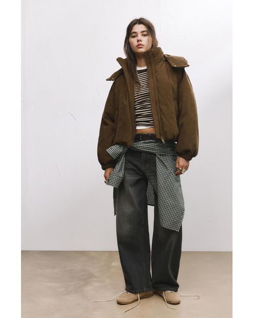 Pull&Bear Multicolor Corduroy Hooded Jacket