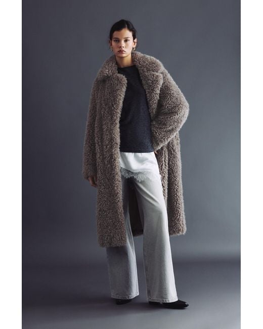 Pull&Bear Blue Long Faux Fur Coat