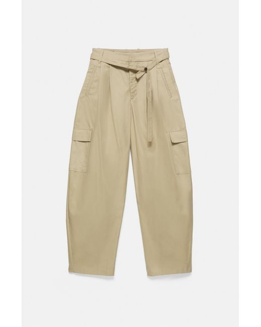 Pull&Bear Balloon Fit Cargobroek Met Riem in het Gray