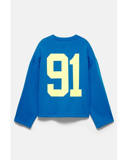 Pull&Bear Sweater Met Print in het Blue