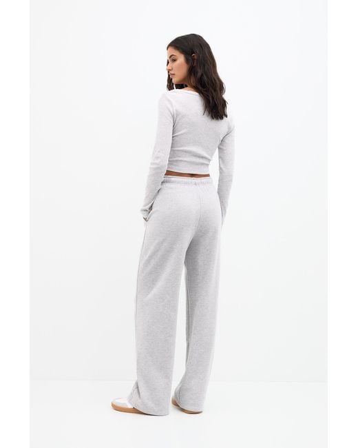 Pull&Bear White Trainingsanzug Hose Jogging-Stil Wide-Leg