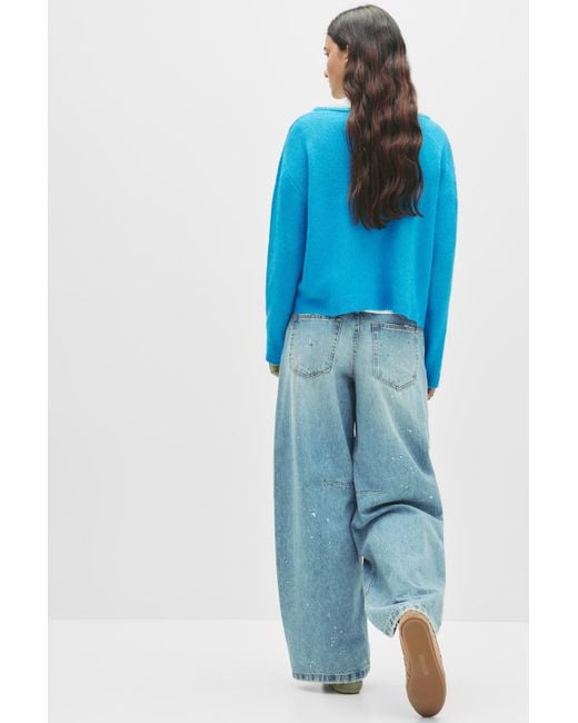 Pull&Bear Blue Feinstrick-Oversize-Pullover