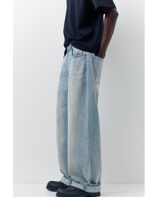 Pull&Bear Blue Baggy Balloon Jeans for men