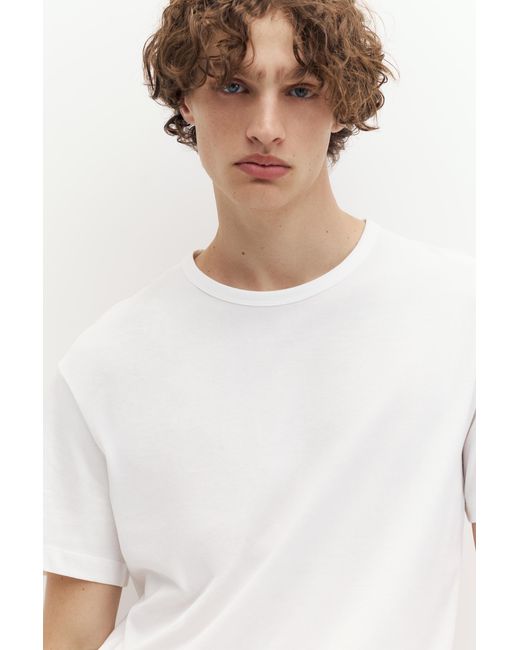 Pull&Bear White Basic Slim Fit T-Shirt for men