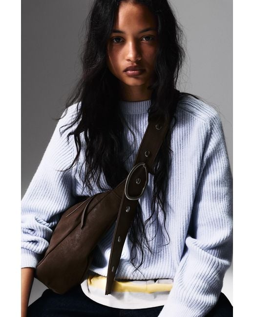 Pull&Bear Black Buckle Shoulder Bag