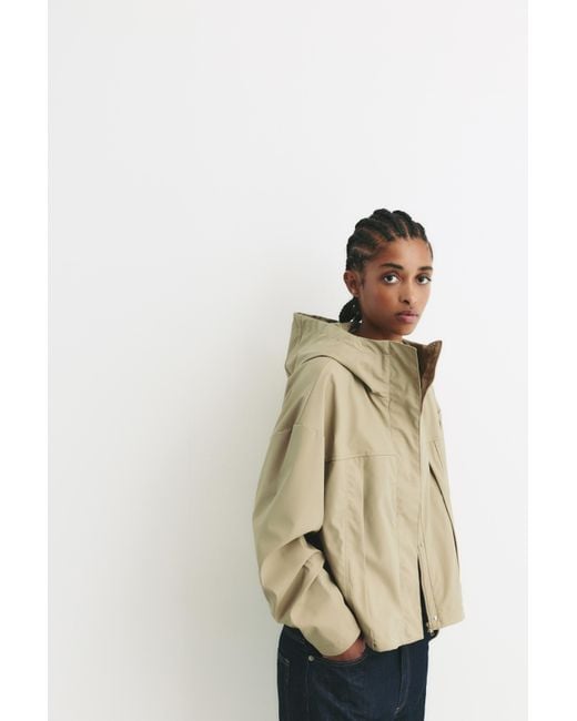 Pull&Bear Natural Short Hooded Raincoat