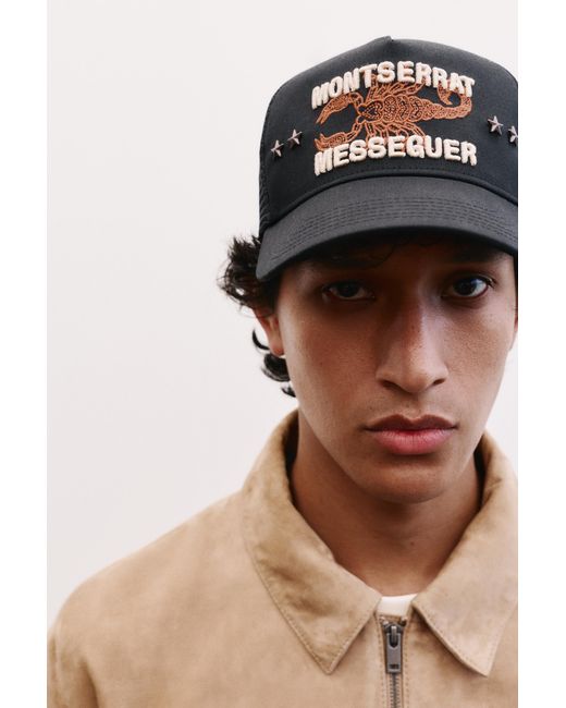 Pull&Bear Black Monserrat Messeguer Trucker Cap for men