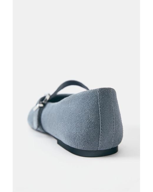 Pull&Bear Blue Leather Ballerinas