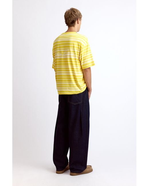 Pull&Bear Yellow Relaxed Striped T-Shirt for men