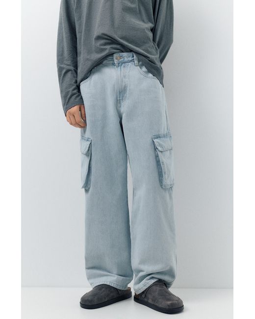 Pull&Bear Multicolor Baggy Cargo Jeans for men