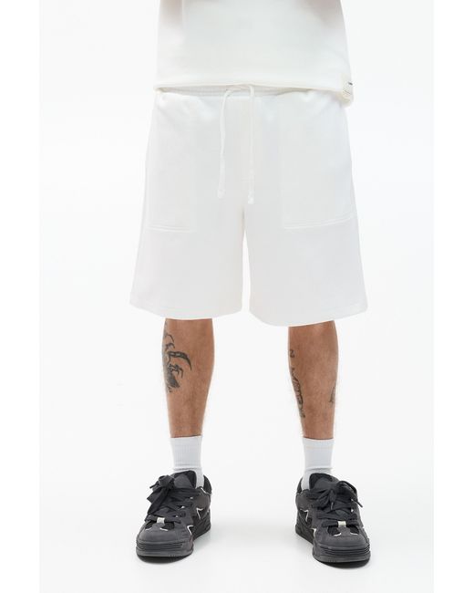 Pull&Bear White Interlock Tracksuit Shorts for men
