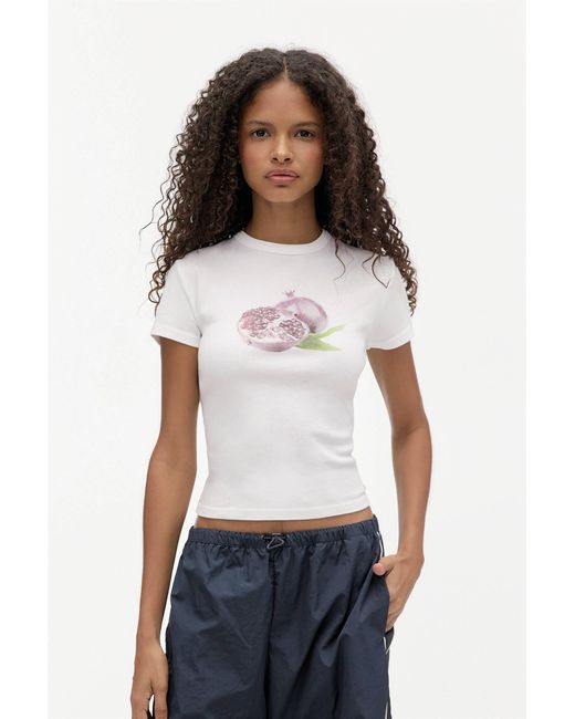 Pull&Bear White Pomegranate T-Shirt