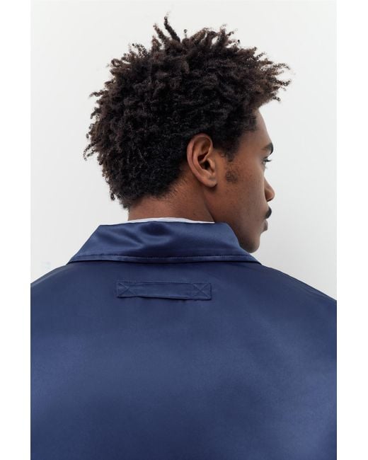 Pull&Bear Blue Embroidered Satin Jacket for men