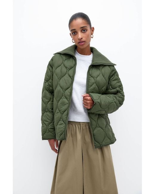 Pull&Bear Green Quilted Puffer Jacket