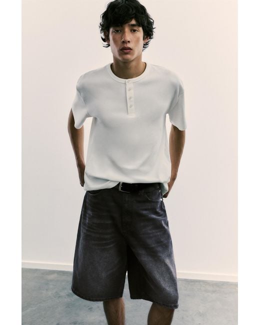 Pull&Bear Gray Skater Denim Bermuda Shorts for men