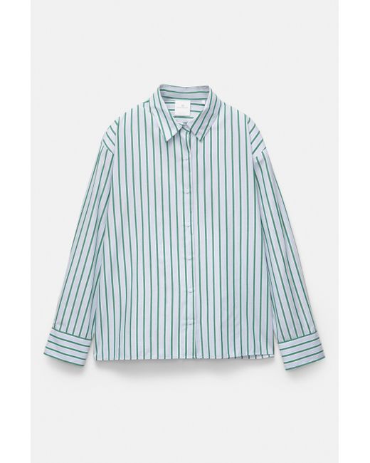 Pull&Bear White Langarmhemd Mit Streifen