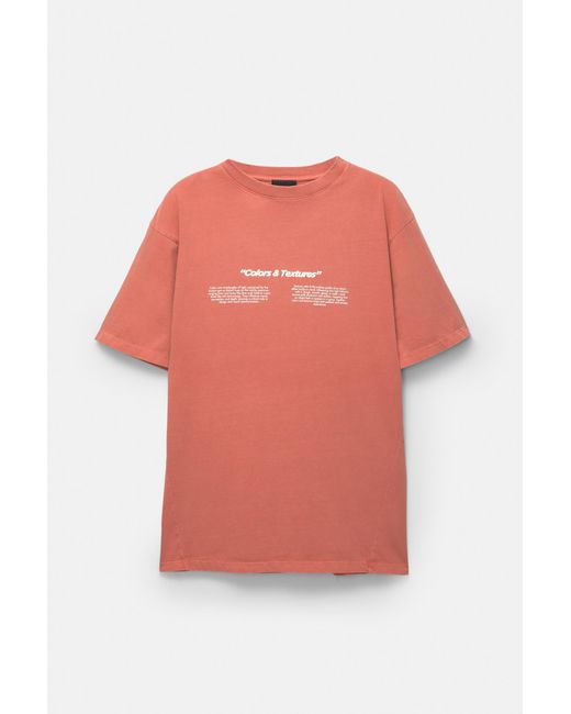 Pull&Bear Shirt Mit Früchtegrafik Und Slogan in Red für Herren
