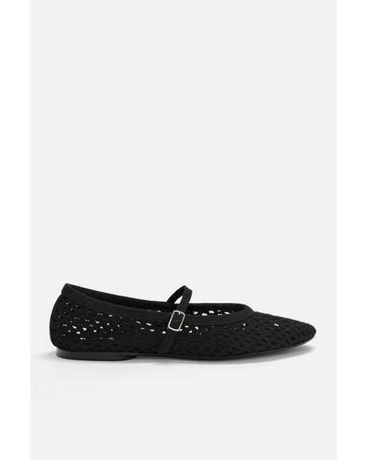 Pull&Bear Black Crochet Ballet Flats