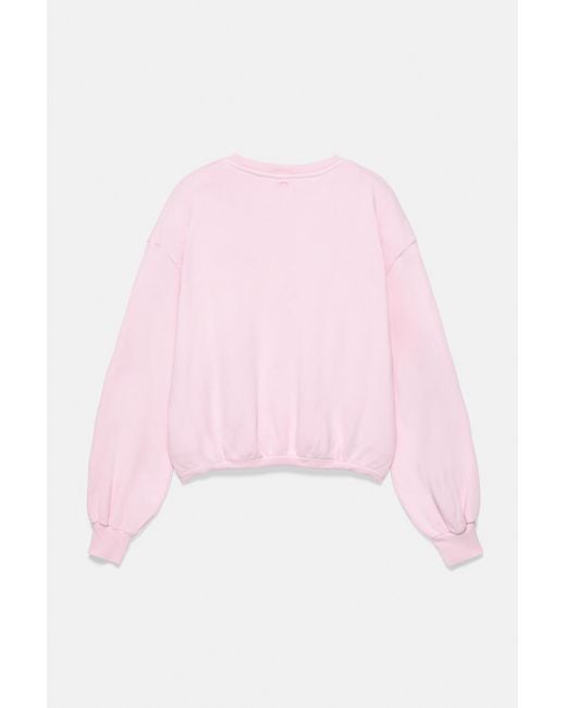 Sweat Cropped Col Rond Pull&Bear en coloris Pink