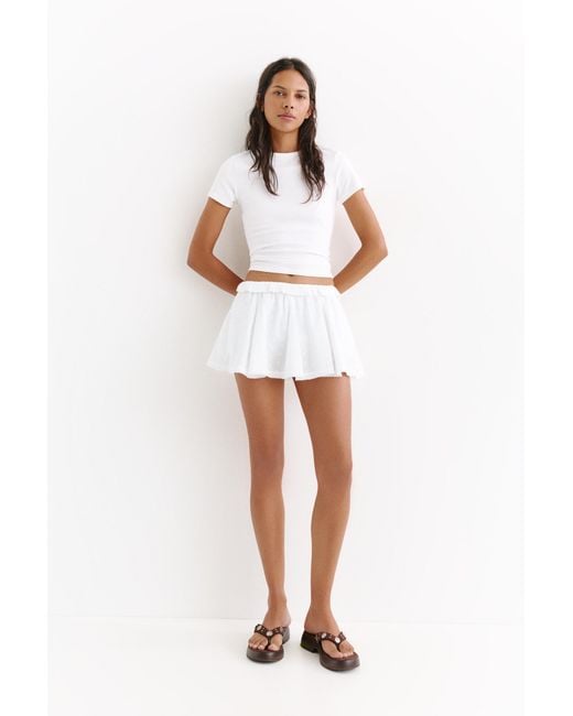 Pull&Bear White Swiss Embroidery Mini Skirt