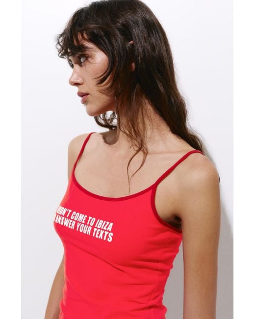 Pull&Bear Red Strappy Text Top