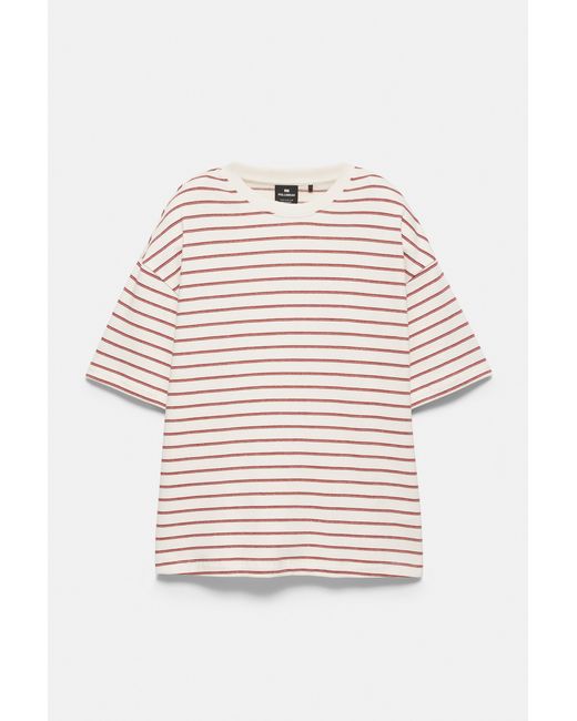 Pull&Bear Yellow Striped Boxy-Fit T-Shirt for men